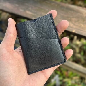 Veg Tan Cuero Minimalista Soporte de Tarjeta de Crédito Bolso Hombres Billetera Negro Delgado Bolsillo Delantero Delgado Novios Unisex Regalo Día del Padre, Aniversario