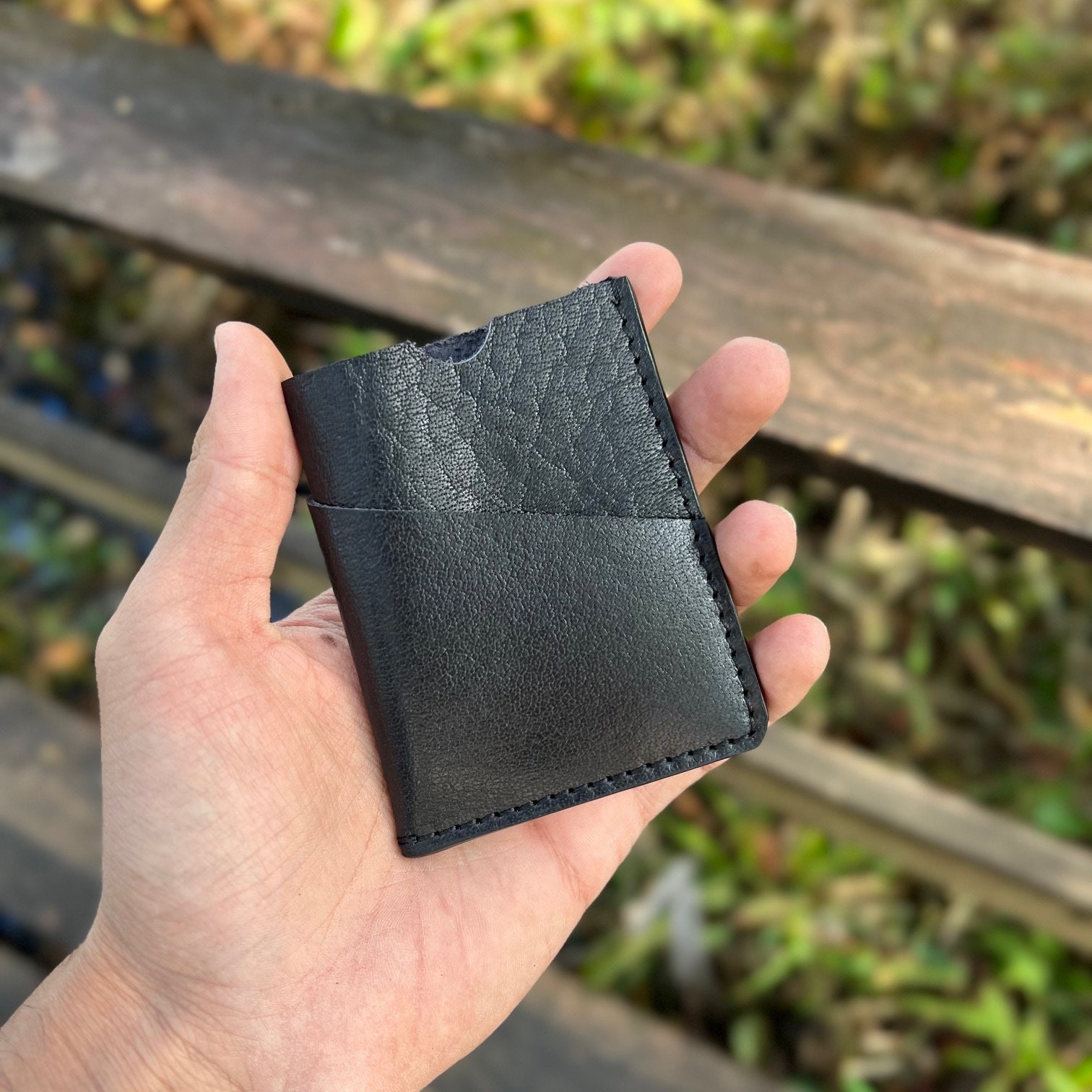 Minimalist Black Leather Card Wallet