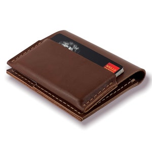 Men Bifold Slim Wallet Veg Tan Leather Credit Card Holder Front and Back Pocket I.D Slot Purse, diseño minimalista de Running horse wallets