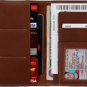 Cartera larga de cuero veg tan para hombres, billetera plegable grande, soporte de boleto aéreo de soporte de cheque alto, diseño minimalista al correr billeteras de caballos