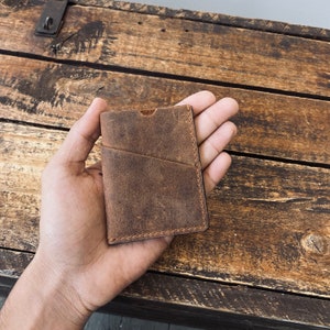 Hunter Leather Minimalistic Credit Card Holder Men Wallet Slim Front Pocket Thin. Tarjetero unisex Padrino Regalo Día del Padre, Aniversario