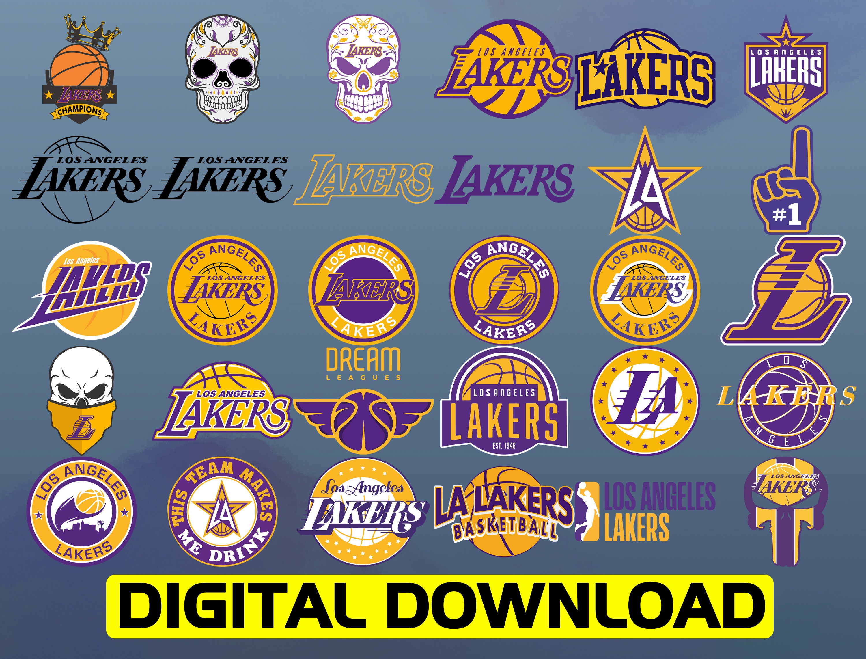 Los Angeles Lakers svg bundle Team Logo Basketball lakers for | Etsy