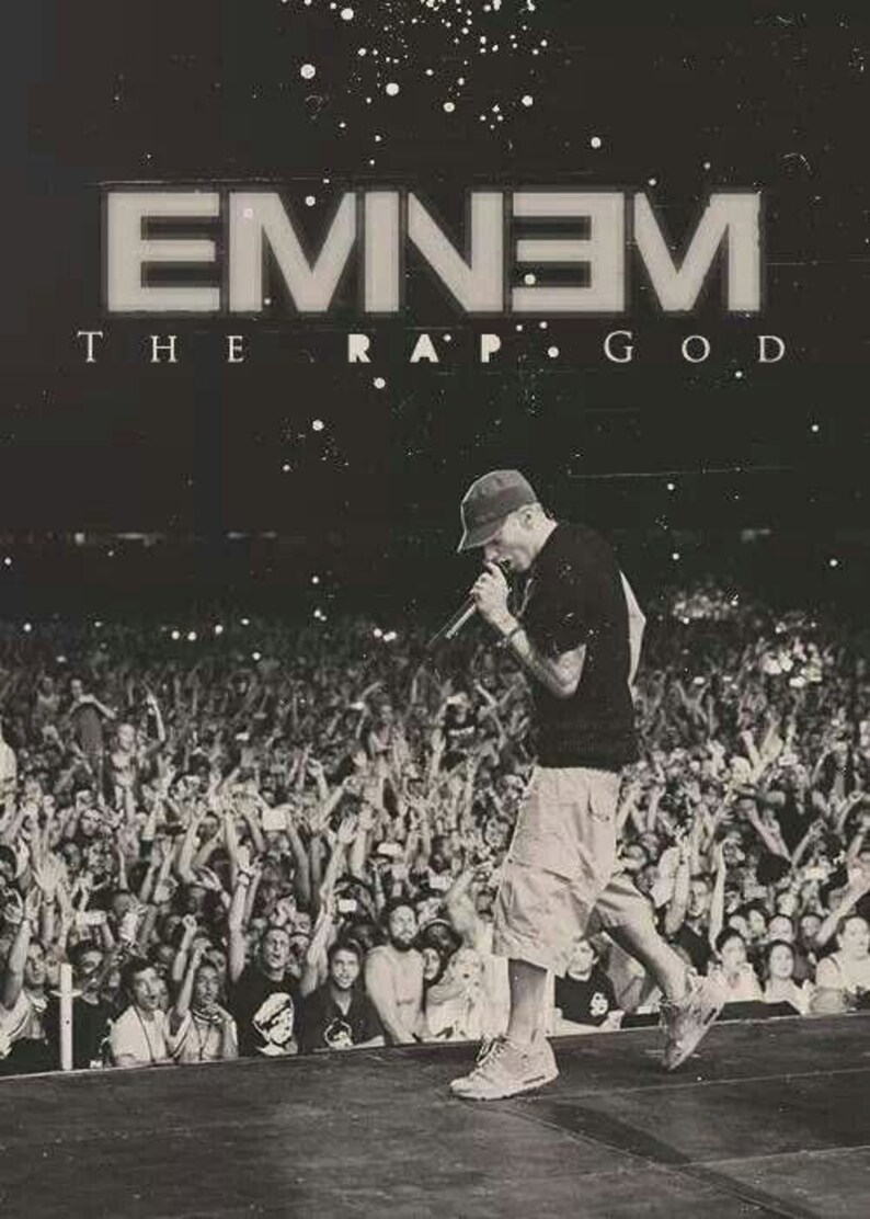 Eminem zwarte foto Poster SLim schaduwrijke Eminem God Rap Etsy