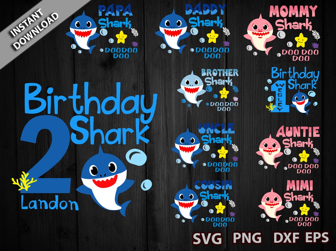 Download Kids Birthday Shark Baby Doo Doo Doo Bundle Svg Baby Shark ...