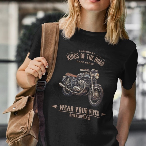 Vintage Cafe Racer T-Shirt König der Straße Motorrad T-Shirt Klassisches Design T-Shirt Retro Motorrad-Liebhaber-T-Shirt Old School Road Warrior T-Shirt