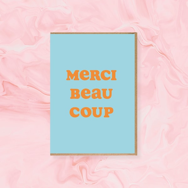 Merci Beaucoup card - thank you card, french, francais, A6 Greetings Card