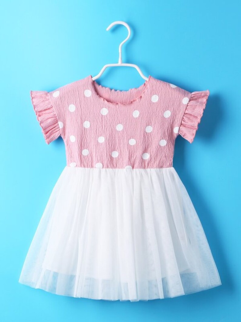 Toddler Girls Polka Dot Lettuce Trim Babydoll Dress Birthday Gift For Toddler Girl Cute Toddler Girl Dress