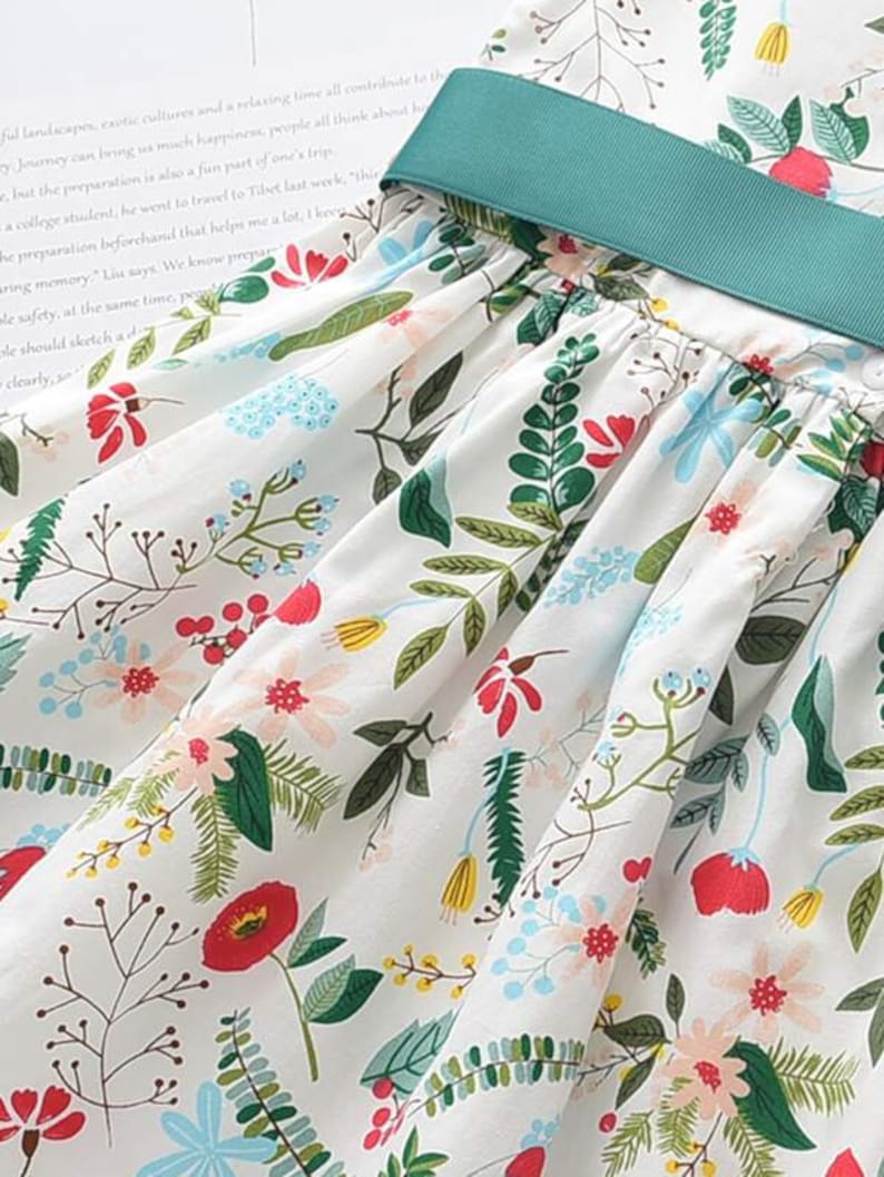 Toddler Girl Birthday Dress Toddler Girls Plants Print Belted Dress Floral Dress For Baby Girl Birthday Gift For Girl