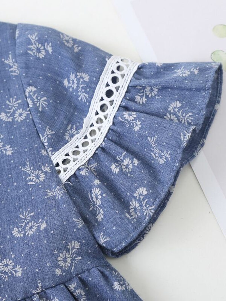 Birthday Gift For Toddler Girl Girl Blue Summer Dress Cute Toddler Girl Dress Toddler Girls Floral /& Polka Dot Dress
