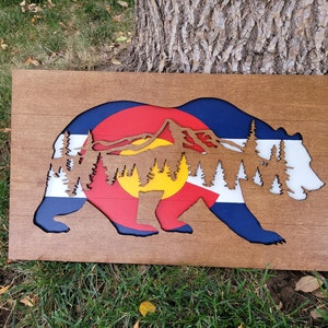Bear & Colorado Flag Sign