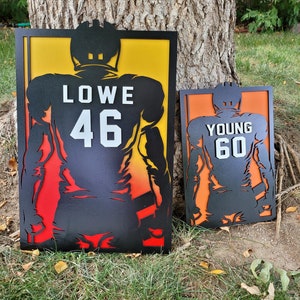 Personalized Football Player Silhouette Plaque Custom Team Graduation Gift