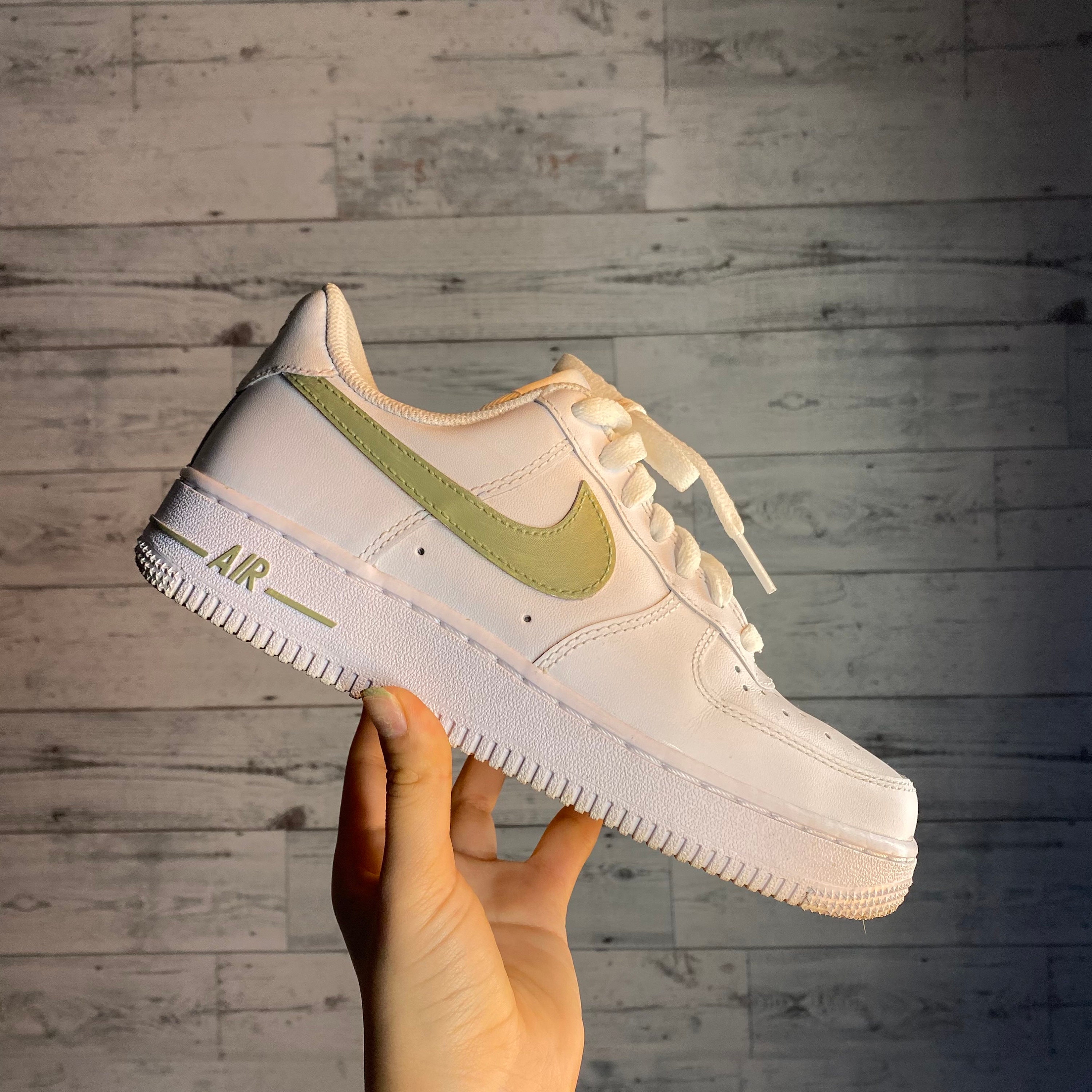 Sage green swoosh nike custom air force 1 | Etsy