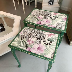 NOW SOLD - Upcycled Leopard Table Nest