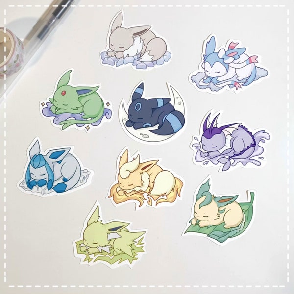 Cute Matte Pokemon Shiny Ver. Eeveelutions Stickers