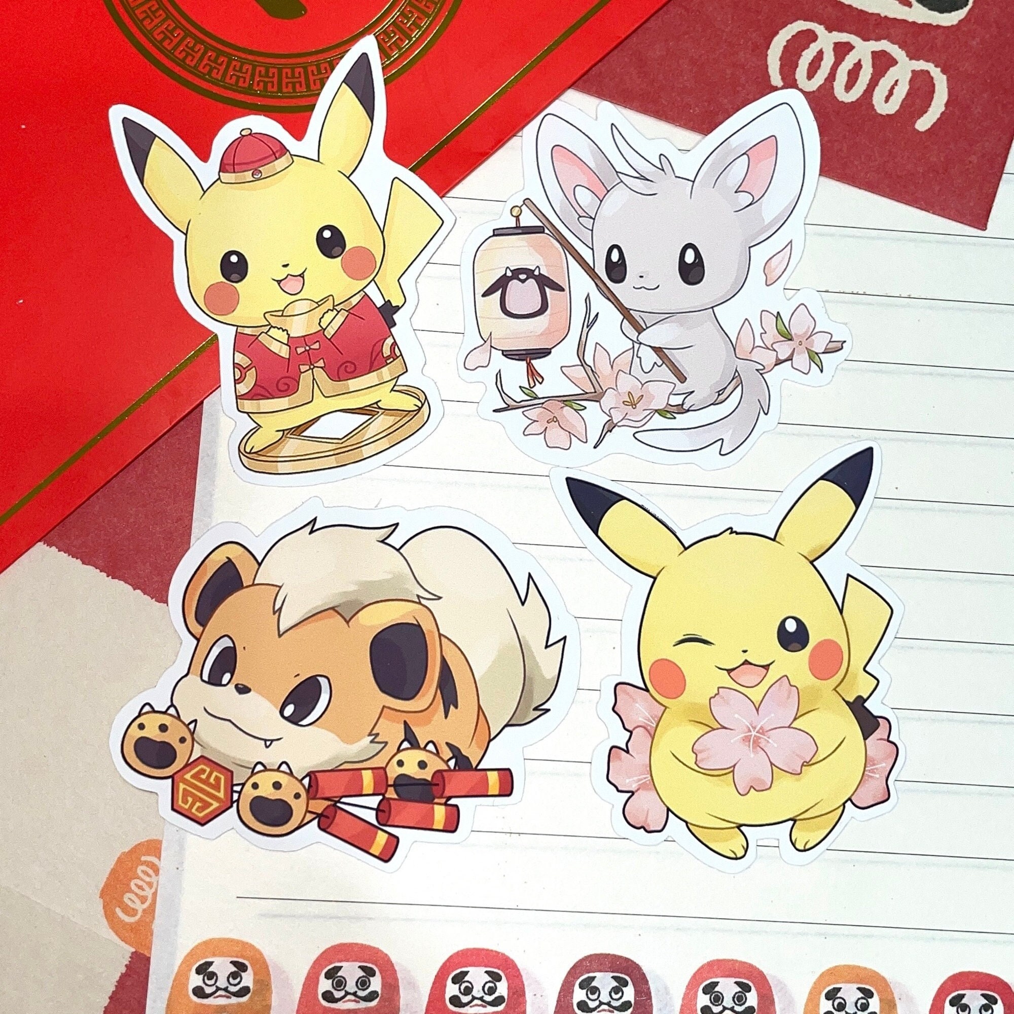 Cute Matte Pokemon Lunar New Year Stickers Etsy