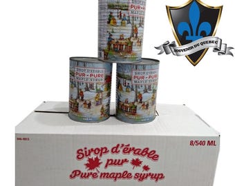 3 cans of  Organic Pure Maple Syrup Category A Grade in 540ml Can, Golden Color, Canadian Made