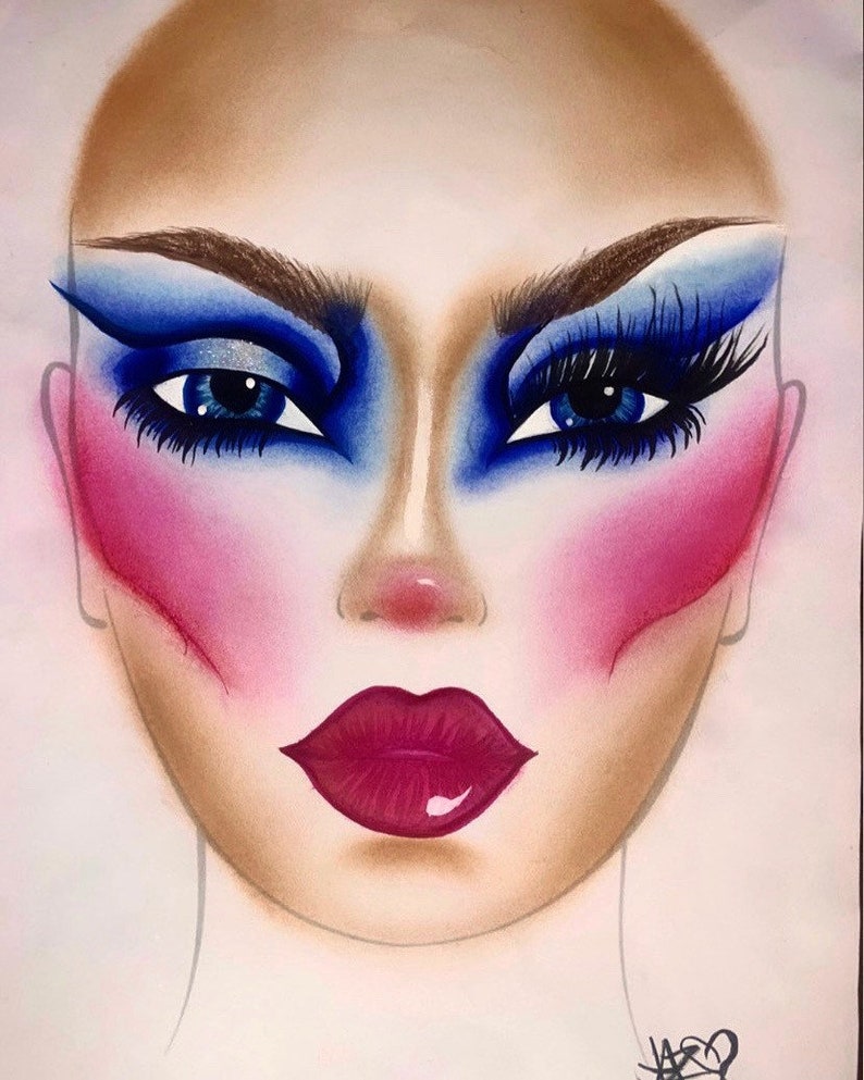 80s Glam Makeup Face Chart Etsy