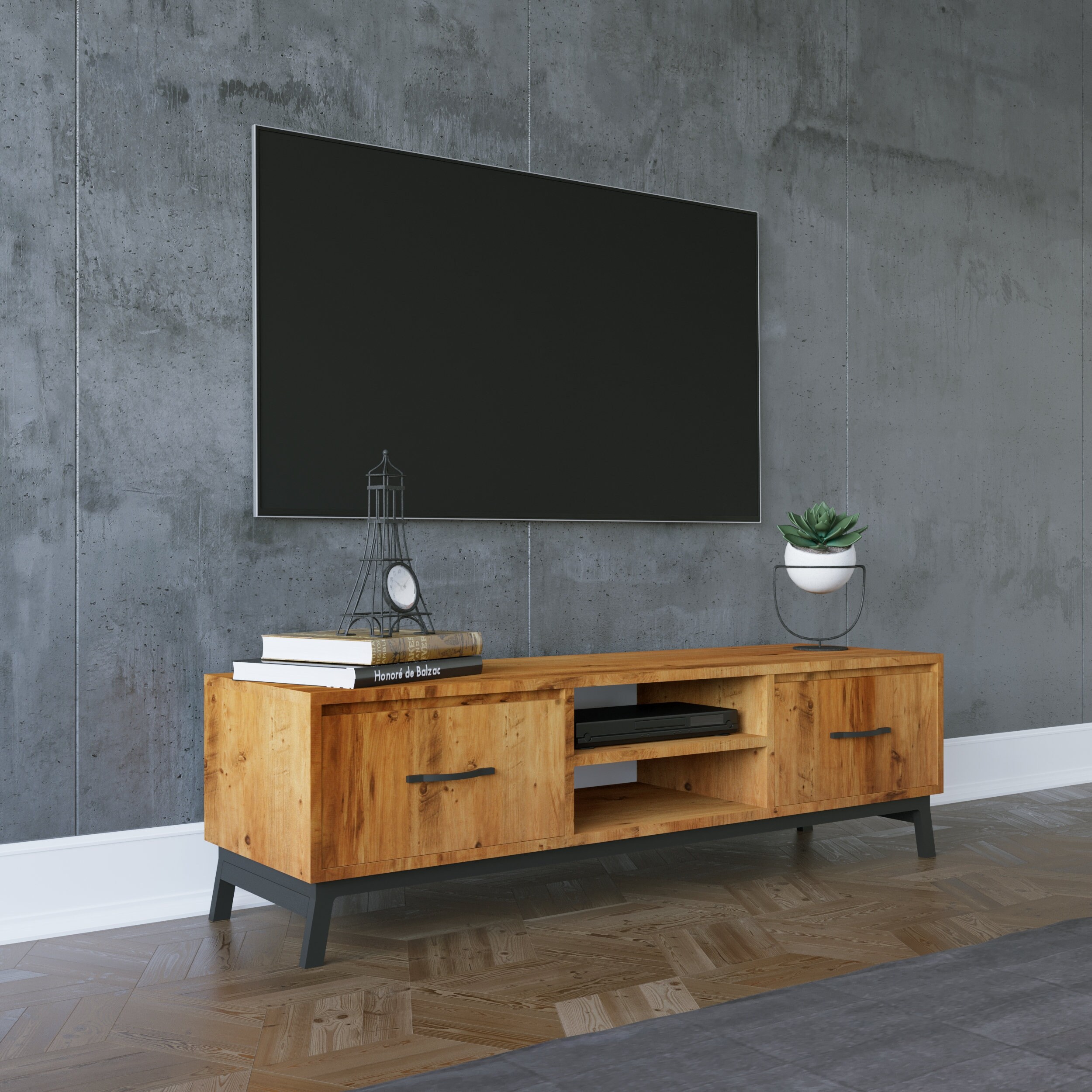 Wodïd Retro Starry TV Unit 140cm Rustic TV Console w/ 2 Etsy