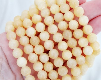 10pcs or 49pcs Dyed Jade Mountain Jade Loose Beads Colored Jade Malaysia Jade 8mm Dark Yellow Jade Round Beads for Bracelet Making