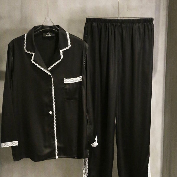 Black Cotton Pajama Set