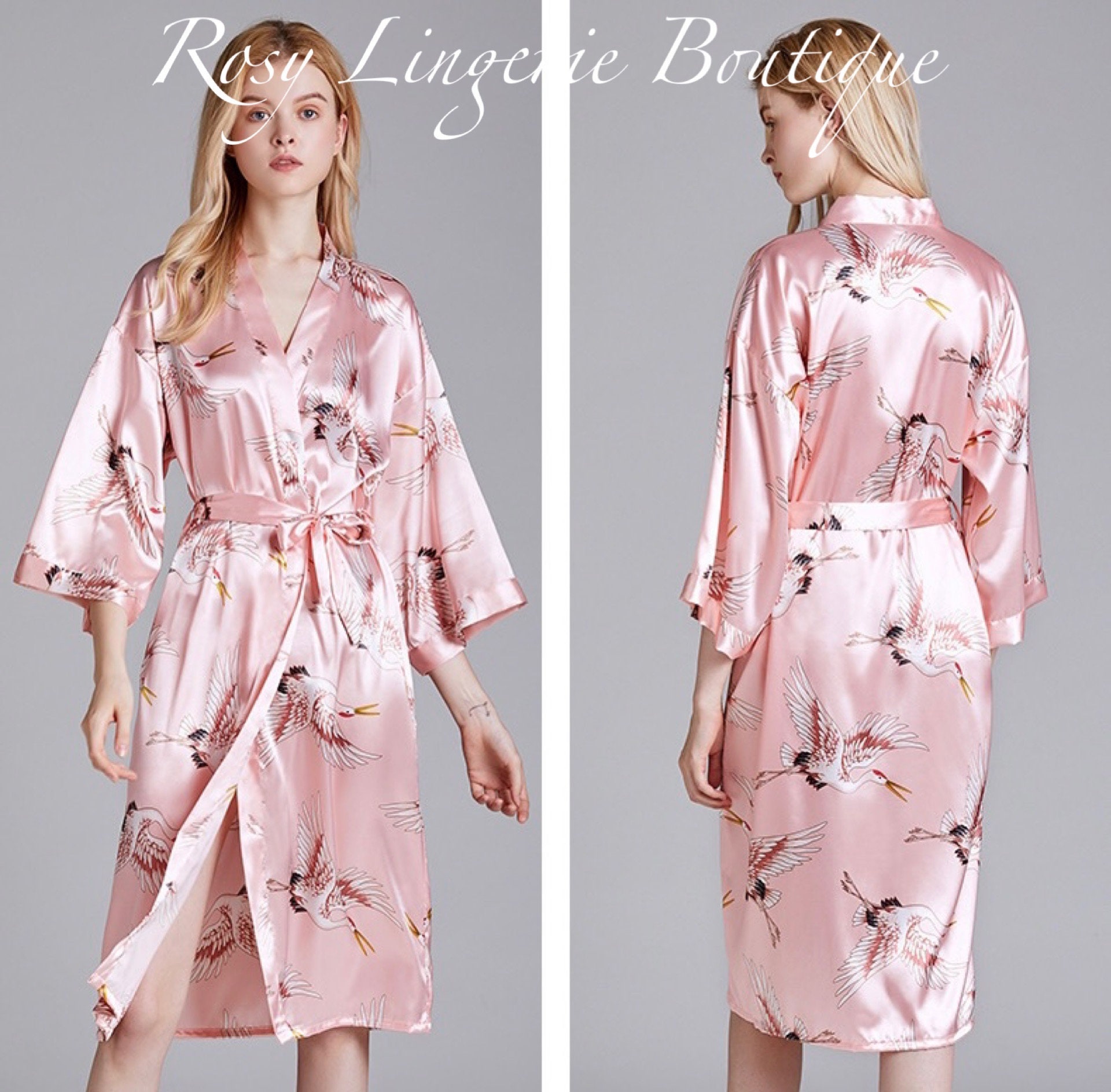 Satin Robe Pink Satin Robe Women Satin Robe Bridal Pink Etsy