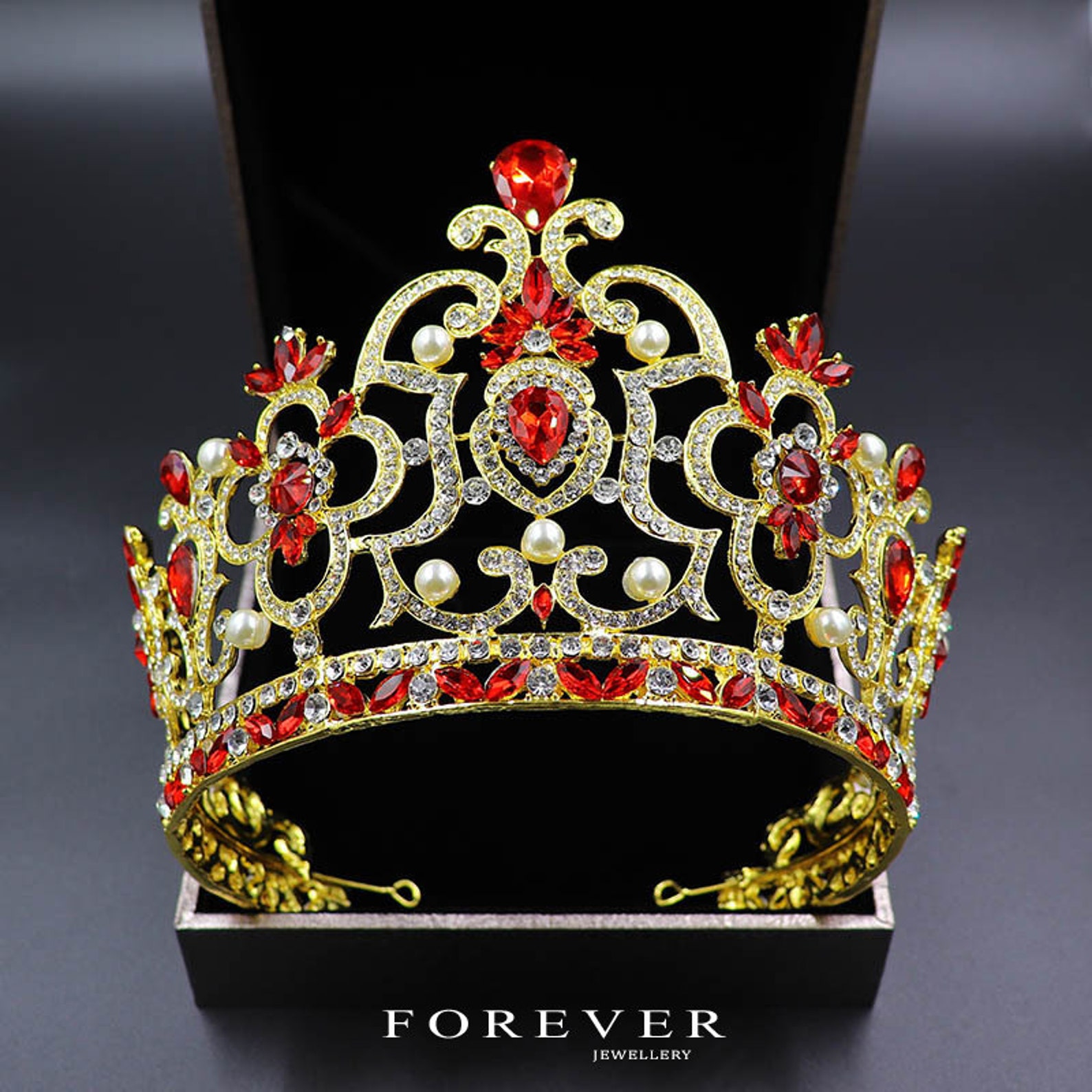 For A Crown Diadème Mariée Strass Cristal - Couronne Princesse Argentée - 13cm - Pour Cérémonie/Fête Diadème Cheveux Mariage