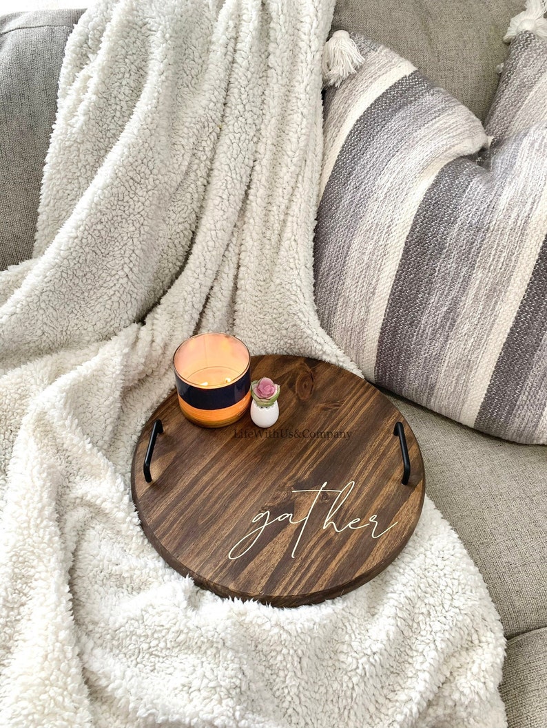 Personalized Round Tray Lazy Susan Turntable Wood Tray Etsy