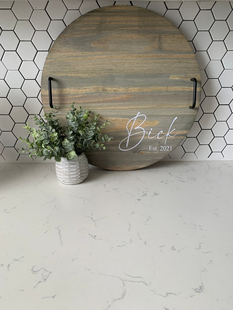 Personalized Round Tray Lazy Susan Turntable Wood Tray Etsy