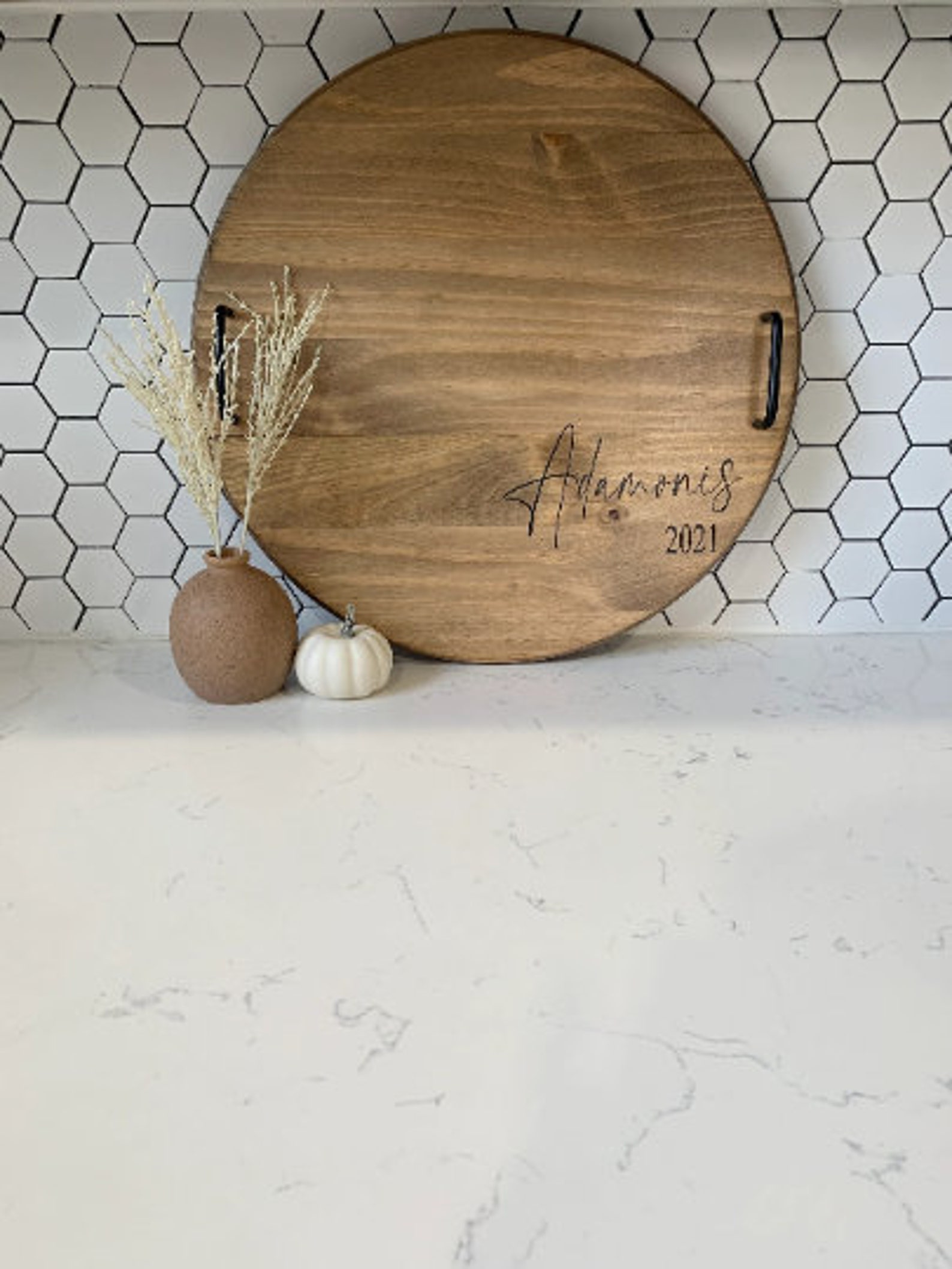 Personalized Round Tray Serving Tray With Turntable Serving Etsy