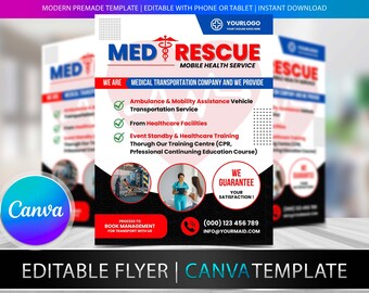 EMERGENCY MEDICAL SERVICE Flyer Diy Editable Canva Template, Printable & Social Media, Ems, Emergency Medical, Emt, Paramedic, Ambulance