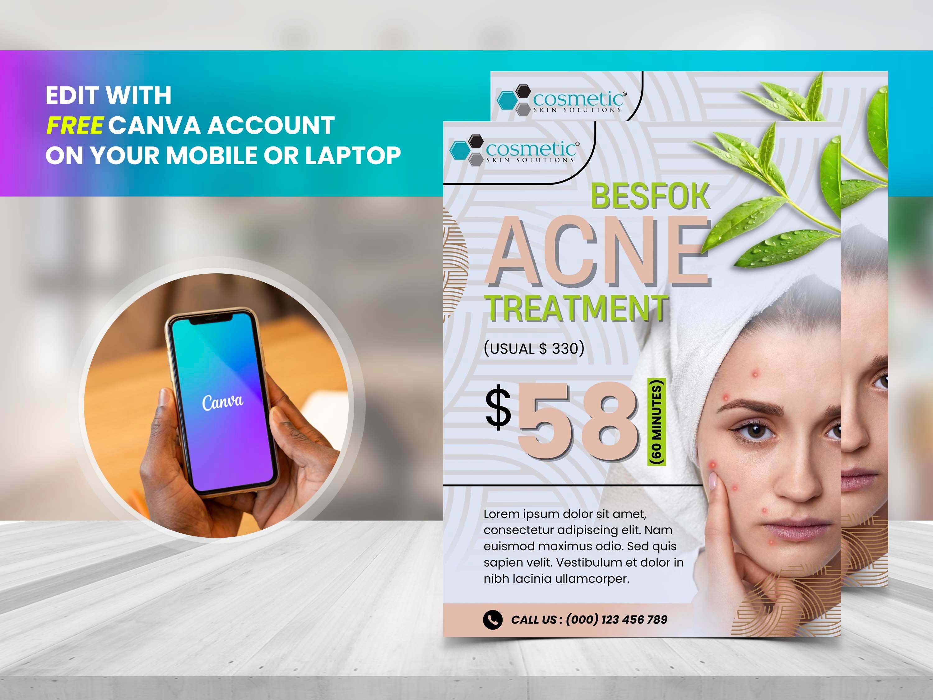 ACNE TREATMENT FLYER Diy Editable Canva Template, Printable &amp; Social ...