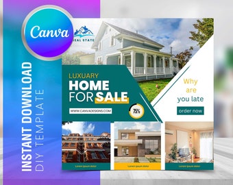 REAL ESTATE FLYER Diy Editable Canva Template, Printable & Social Media, become a real estate agent, real estate agent salary, real estate