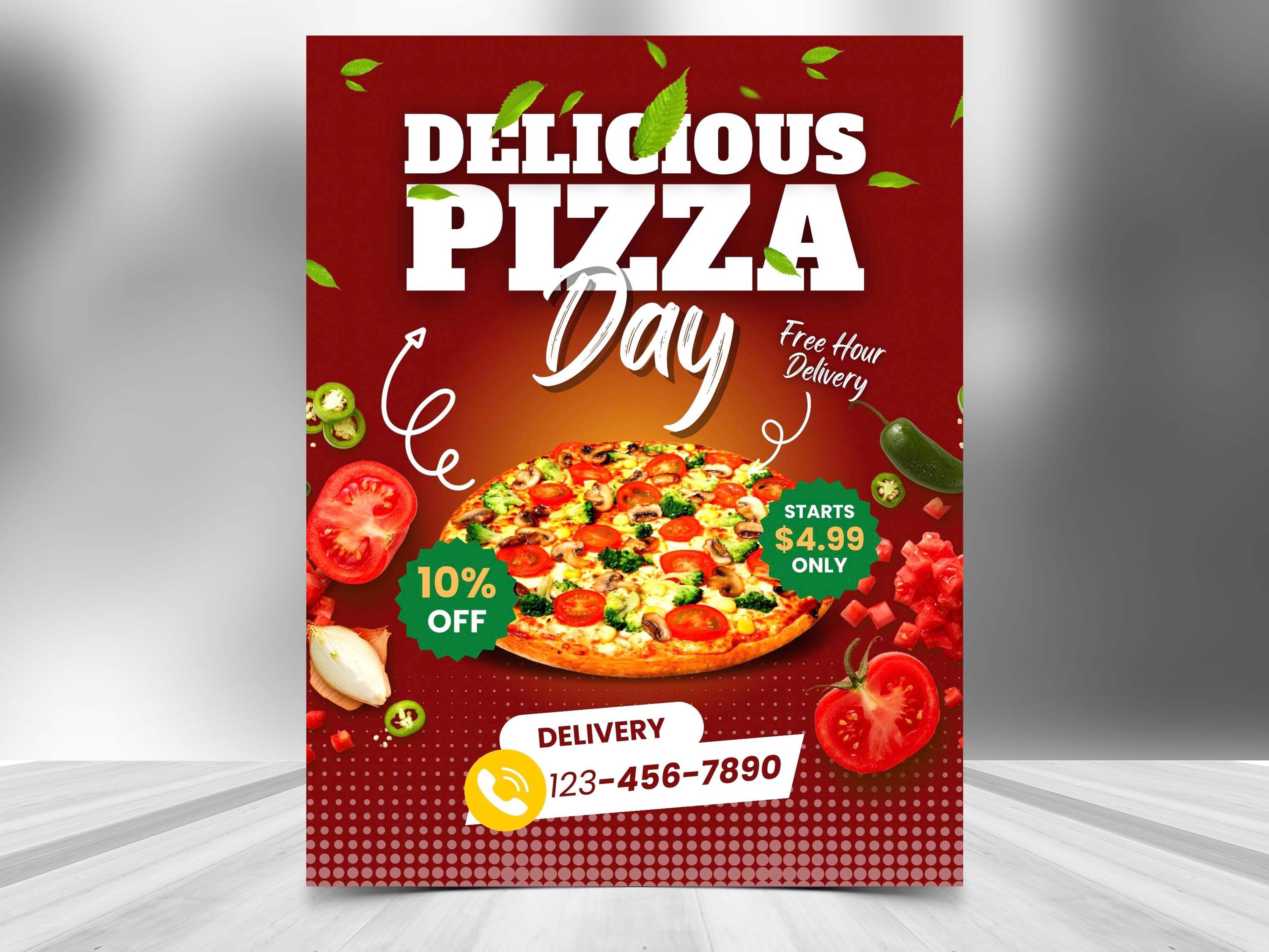 PIZZA DAY FLYER Diy Editable Canva Template, Printable & Social Media