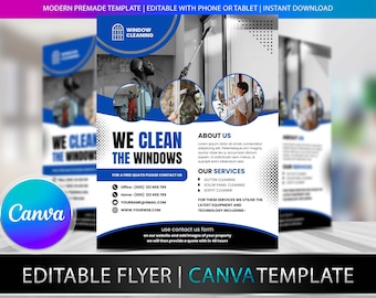 WINDOW CLEANING Flyer Diy Editable Canva Template, Printable & Social Media, Decal, Window, Window Sticker, Sticker, Window Decal, Clean