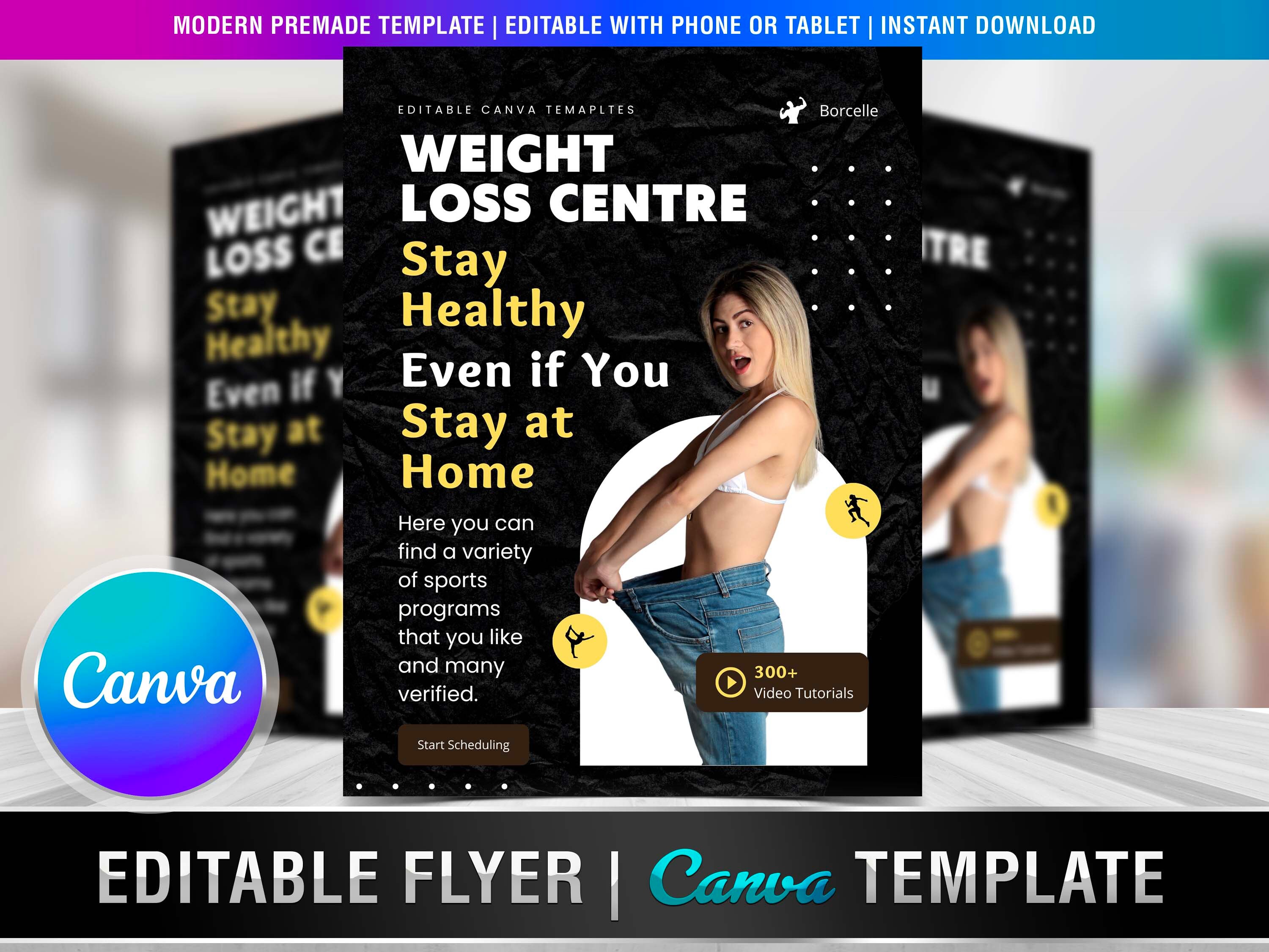 WEIGHT LOSE FLYER Diy, Editable Canva Template, Printable & Social