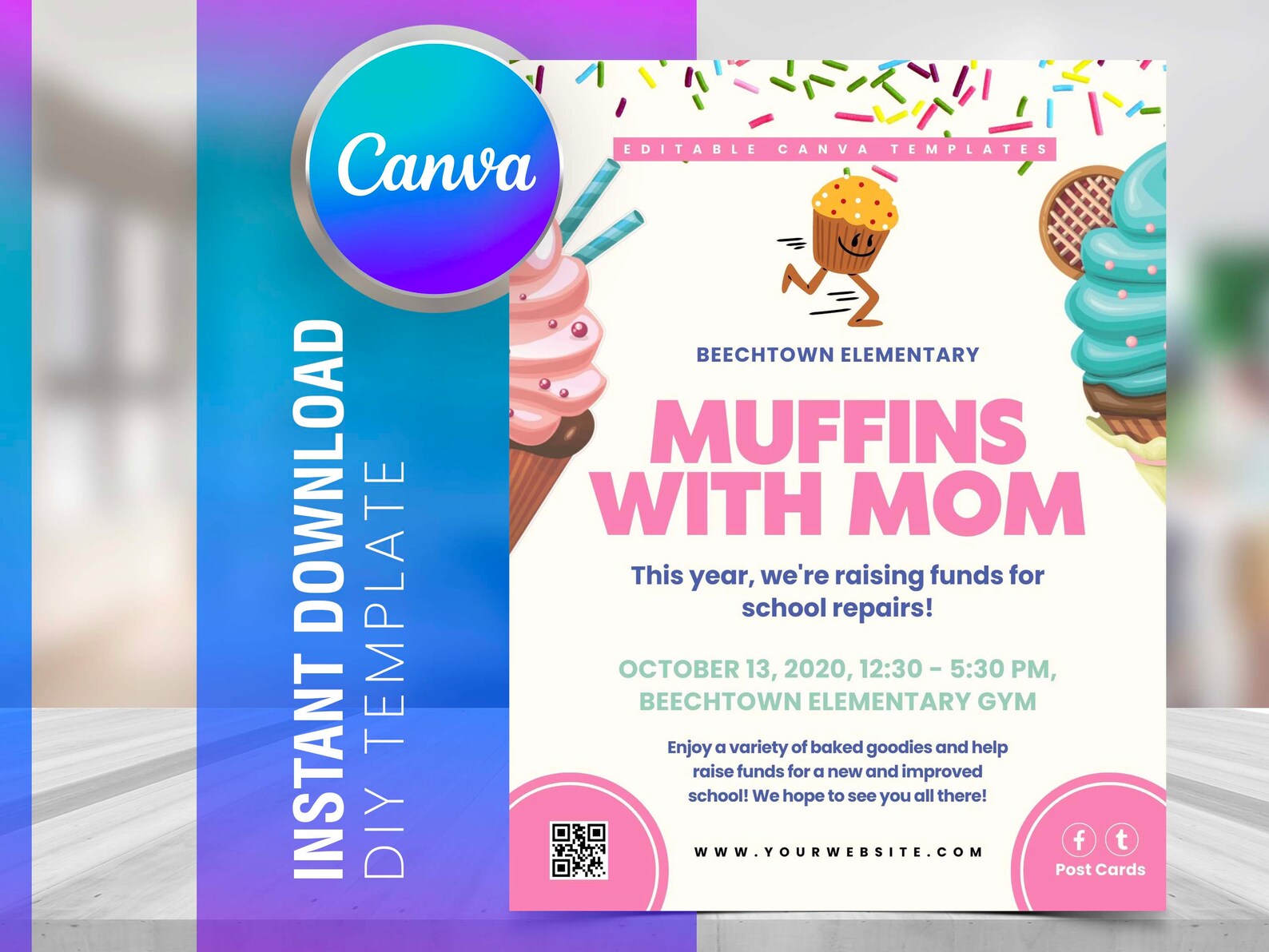 MUFFIN MOM FLYER Diy Editable Canva Template Printable & Etsy