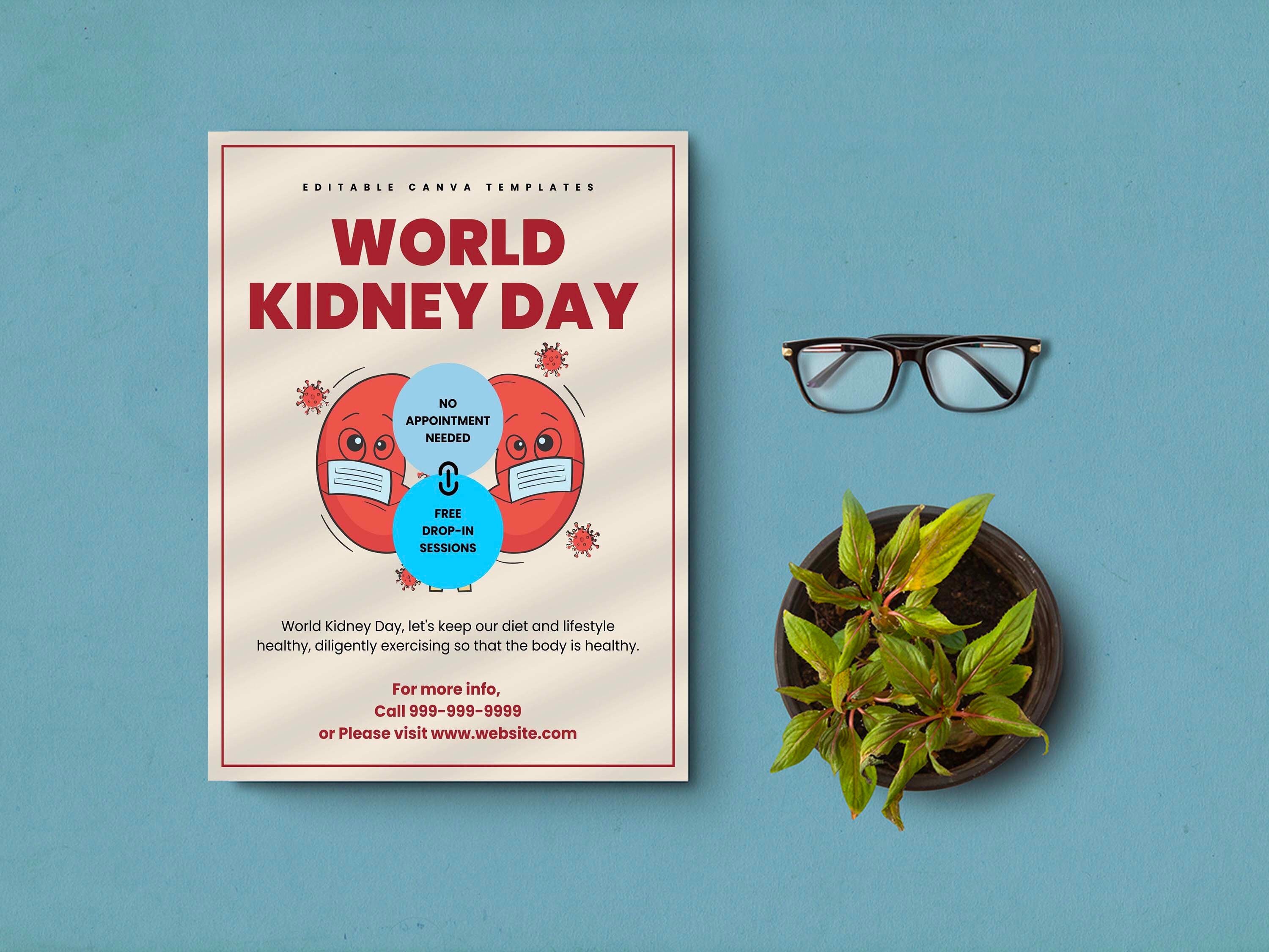 Folleto del DÍA MUNDIAL DEL RIÑON Diy, Plantilla Canva editable ...