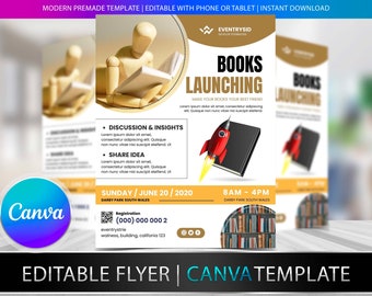 BOOK LAUNCH FLYER Diy Editable Canva Template, Printable & Social Media, Agenda, Book Promotion, Author Tools, Book Marketing, Book Cover