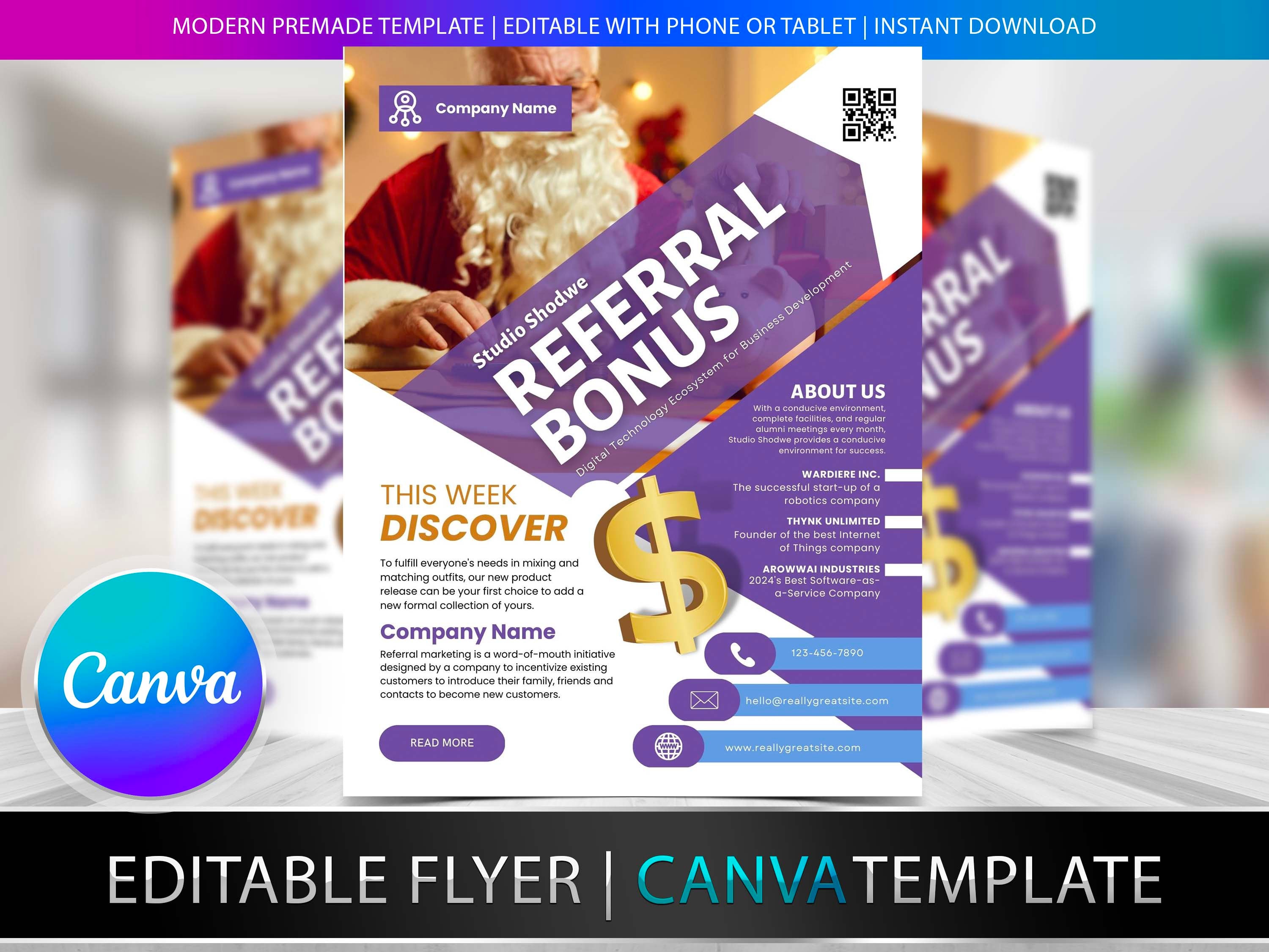 REFERRAL BONUS FLYERS Diy Editable Canva Template, Printable & Social