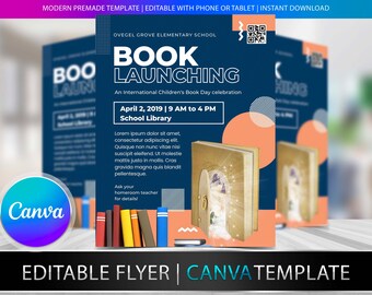 BOOK LAUNCH FLYER Diy Editable Canva Template, Printable & Social Media, Agenda, Book Promotion, Author Tools, Book Marketing, Book Cover