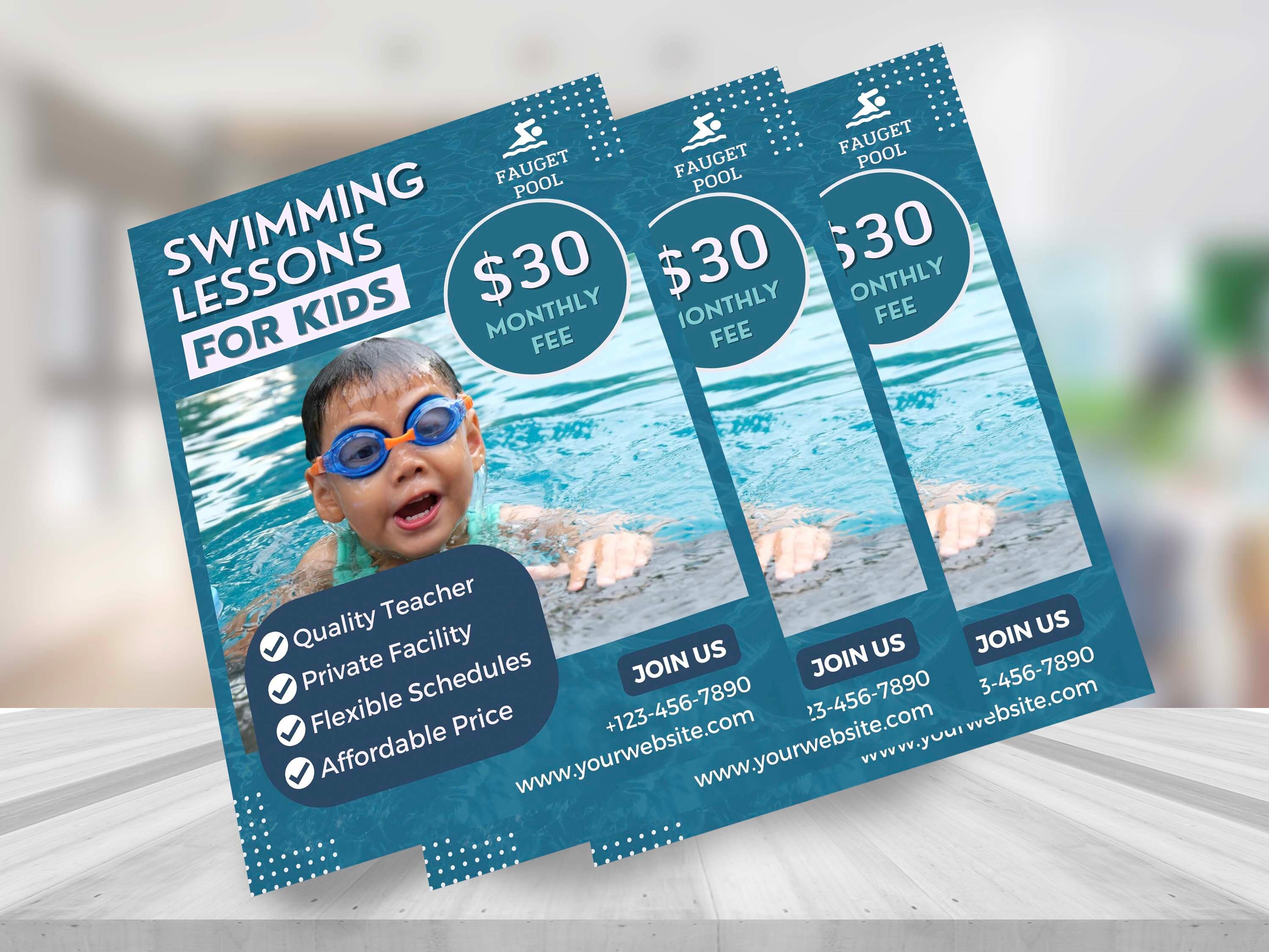 SWIMMING LESSON FLYER Diy Editable Canva Template, Printable &amp; Social ...