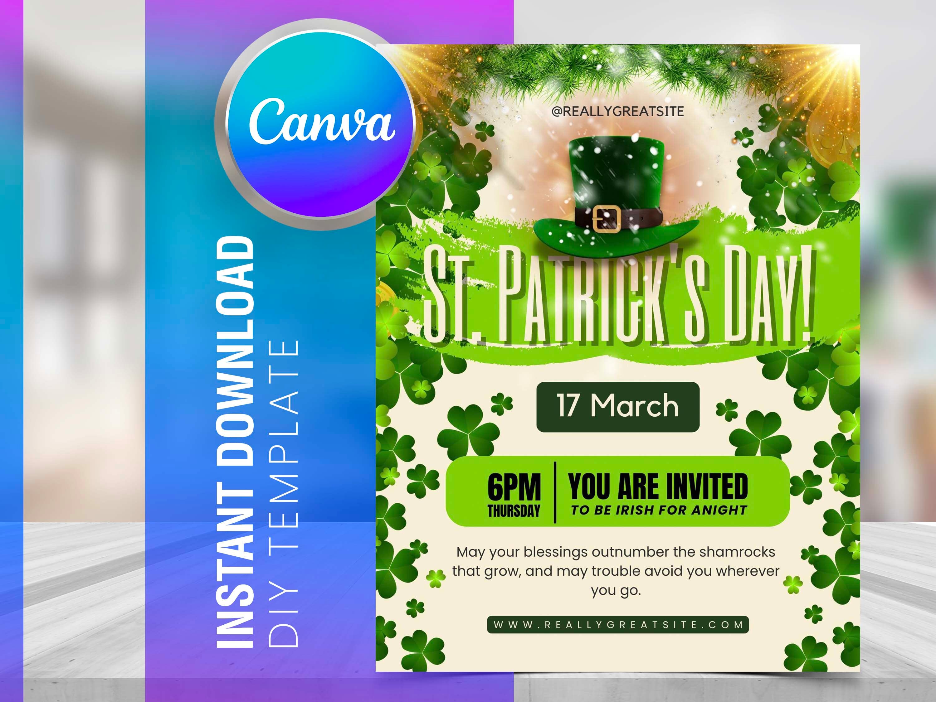 ST PATRICKS DAY Flyer Diy Editable Canva Template, Printable & Social ...