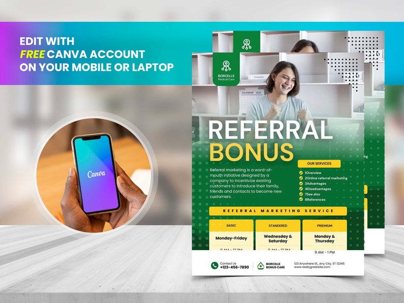 REFERRAL BONUS FLYERS Diy Editable Canva Template, Printable & Social