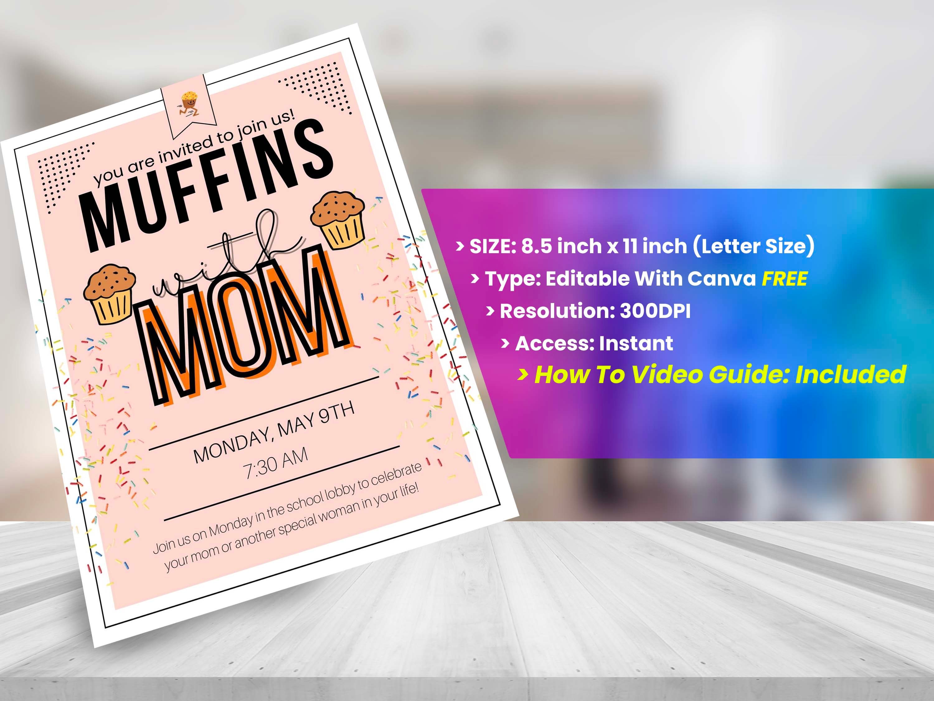 MUFFIN MOM FLYER Diy, Editable Canva Template, Printable & Social Media