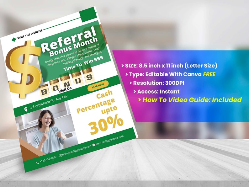 REFERRAL BONUS FLYERS Diy Editable Canva Template, Printable & Social