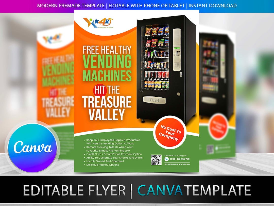 VENDING MACHINE FLYERS Diy Editable Canva Template, Printable & Social VENDING MACHINE FLYERS Diy Editable Canva Template, Printable & Social