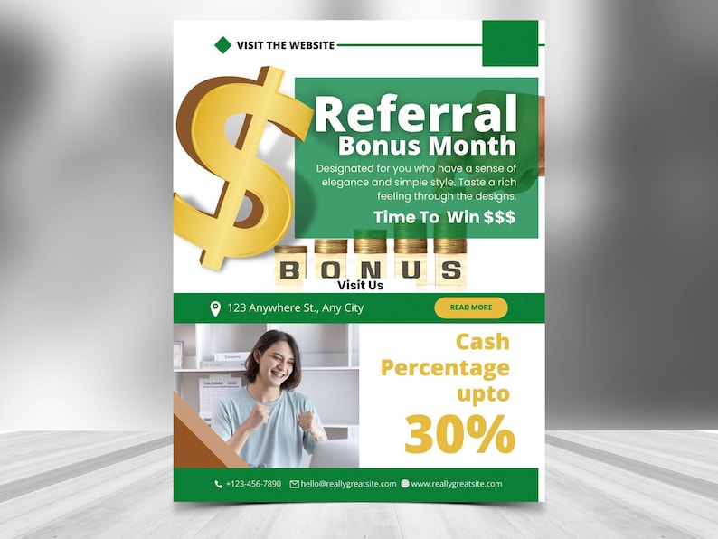 REFERRAL BONUS FLYERS Diy Editable Canva Template, Printable & Social
