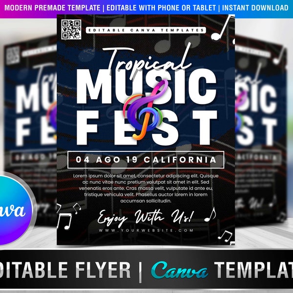 MUSIC FESTIVAL FLYER Diy Editable Canva Template, Printable & Social Media, Festival, Music, Rave, Edm, Country Music, Electronic Music