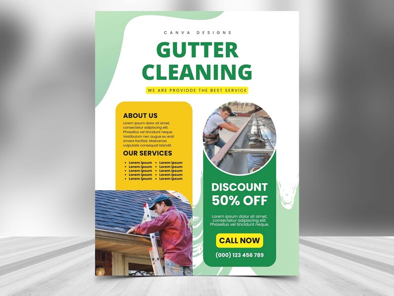 GUTTER CLEANING FLYER, Diy Editable Canva Template, Printable &amp; Social ...