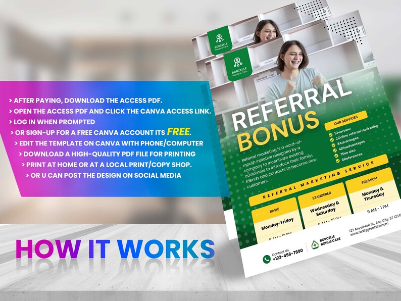 REFERRAL BONUS FLYERS Diy Editable Canva Template, Printable & Social